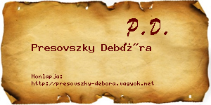 Presovszky Debóra névjegykártya